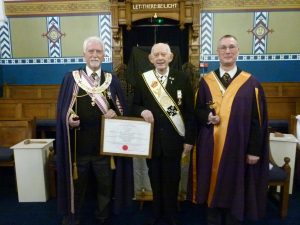 Grand Sovereign,  Malcolm Slater and the Intendant General with 50 year certificate