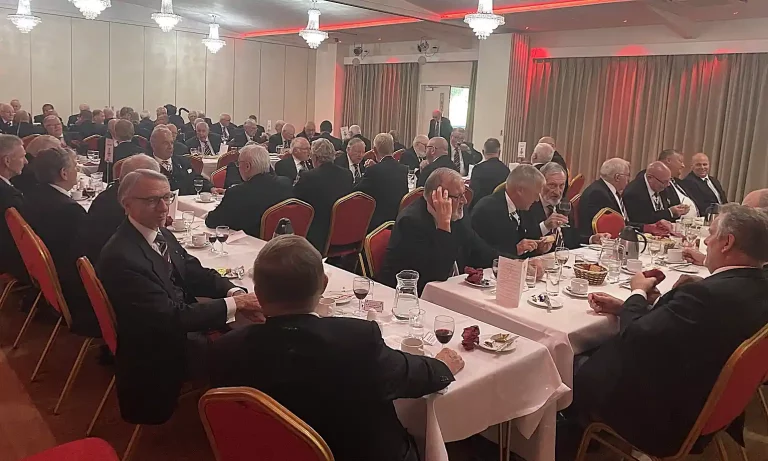 Everyone enjoying the festive board.