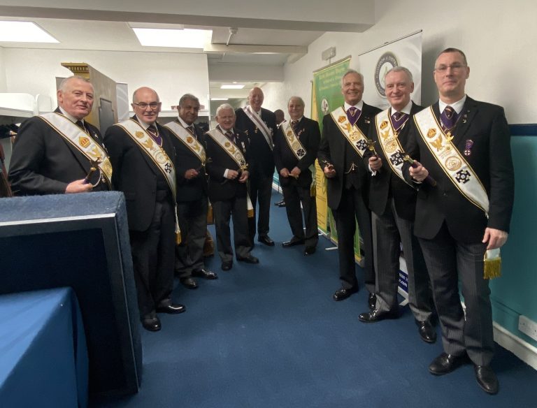 Intendants General preparing to enter the Surrey Divisional Conclave meeting in Croydon on 26th April 2024