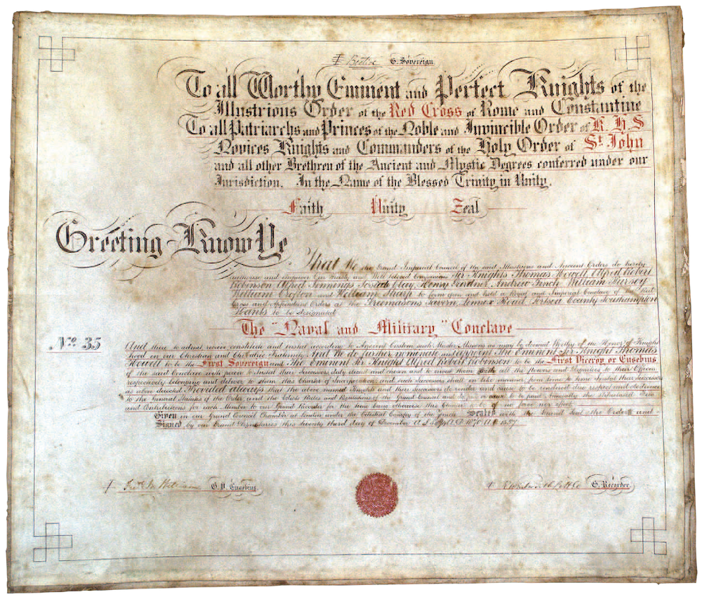 Warrant of Naval & Military Conclave No 35